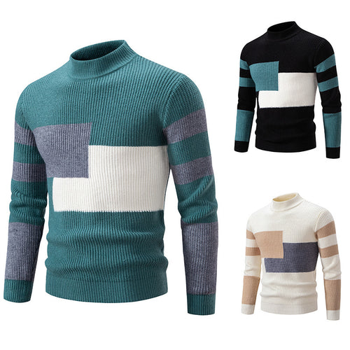 Fashionable men's sweater with textured block design Amarae