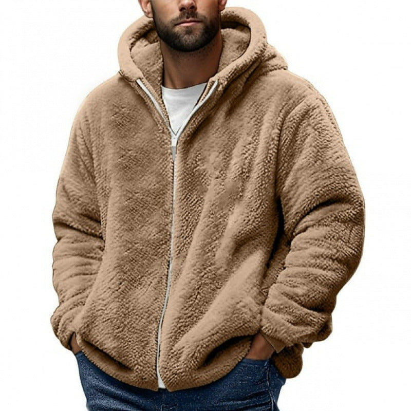Men's Cozy Teddy Fleece Zip-Up Hoodie with Oversized Fit Amarae