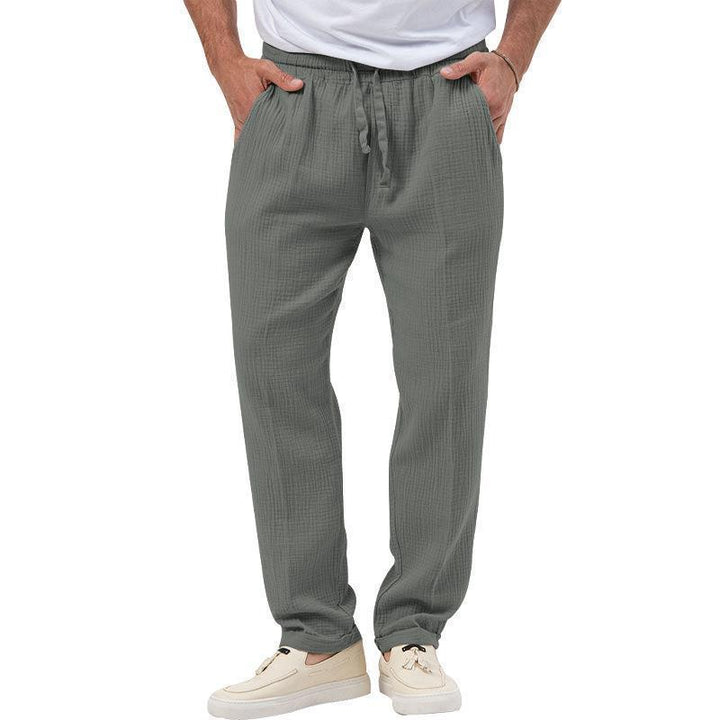 Casual linen pants for men with elastic waistband and practical side pockets Lune London