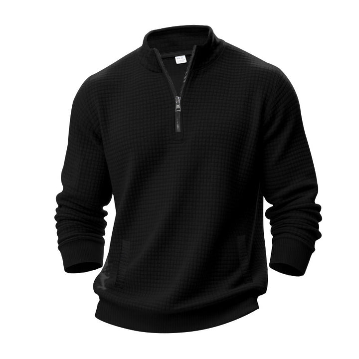 Sporty fleece pullover for men with half-zip Lune London