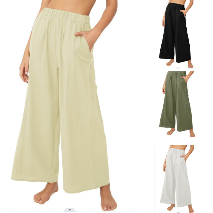 Summer pants for women, loose-fitting, with elastic waist and practical side pockets Lune London