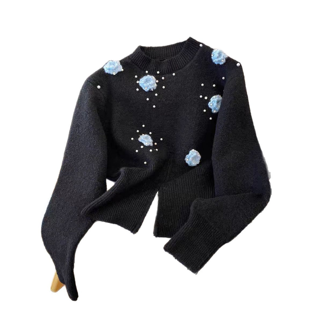 Pull Femme avec design floral texturé et ornements en perles Chic & Stil