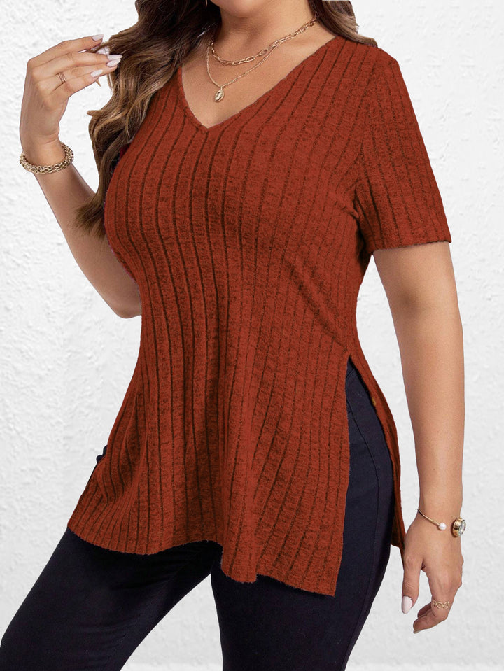 Chic Textured V Neck Women's Tunic and Style