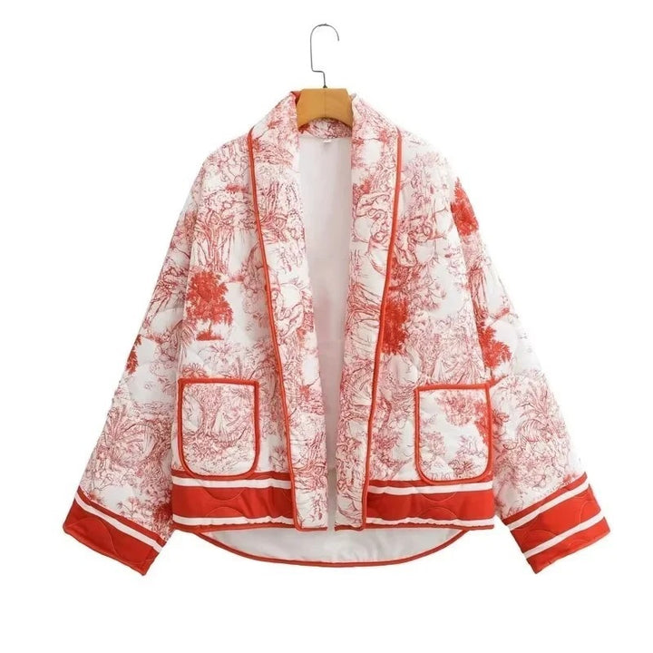 Women's down jacket with floral design and stylish pockets Lune London