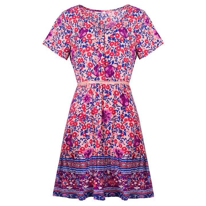 Elegant summer dress for women with floral design and belt waist Lune London