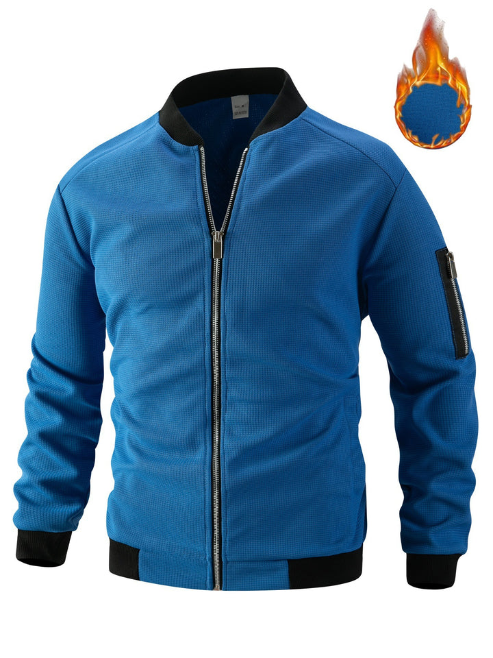 Sporty bomber jacket for men in textured material with practical side pockets Lune London