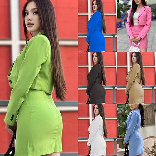Women's elegant short-cut blazer with matching skirt Amarae
