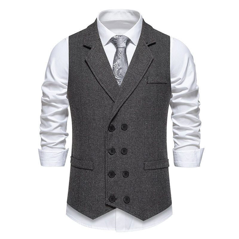 Elegant men's herringbone waistcoat with double-breasted buttons Lune London