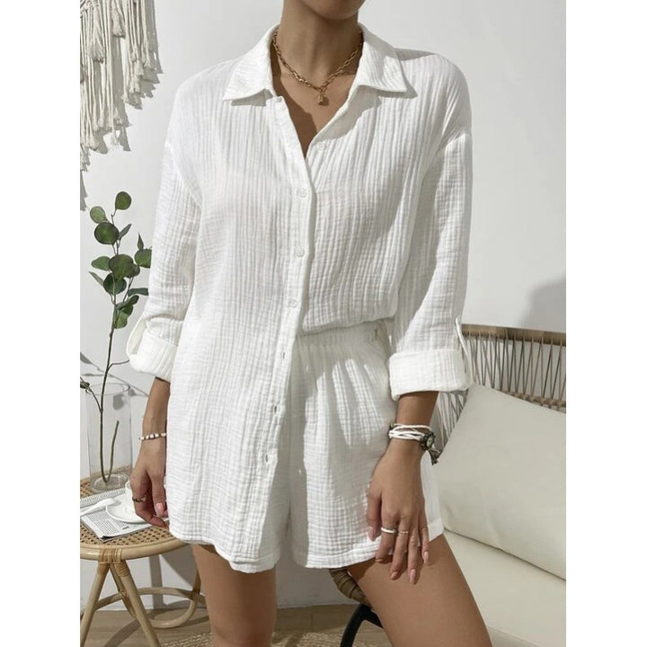 Lune London short sleeve top and lightweight shorts set for ladies