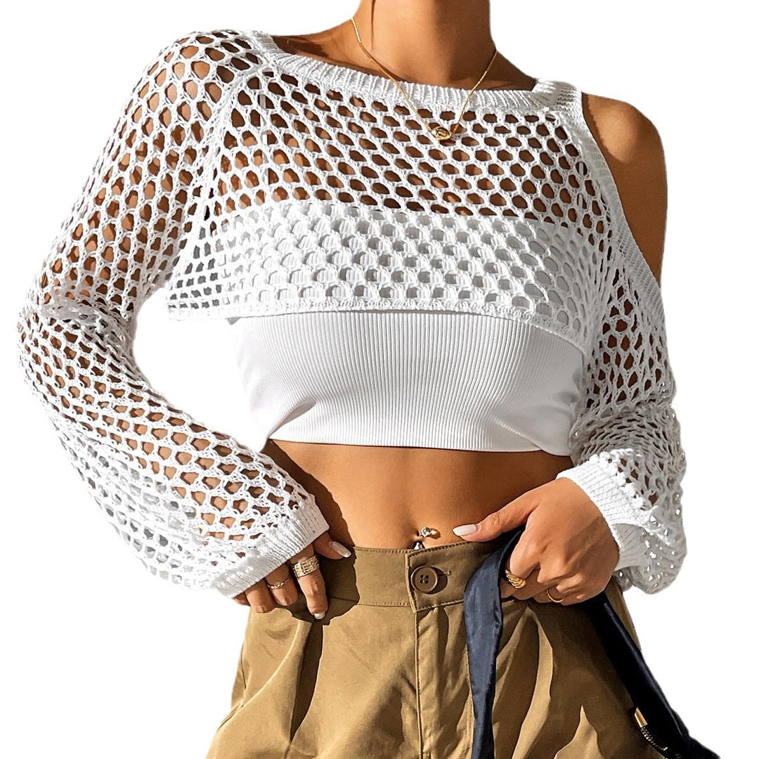 Ladies Open Knit Crop Top Amarae