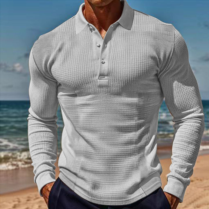 Long sleeve polo shirt for men with structured design Lune London