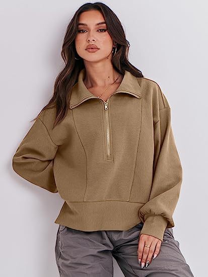 Women’s fleece sweatshirt with zipper and relaxed fit Amarae