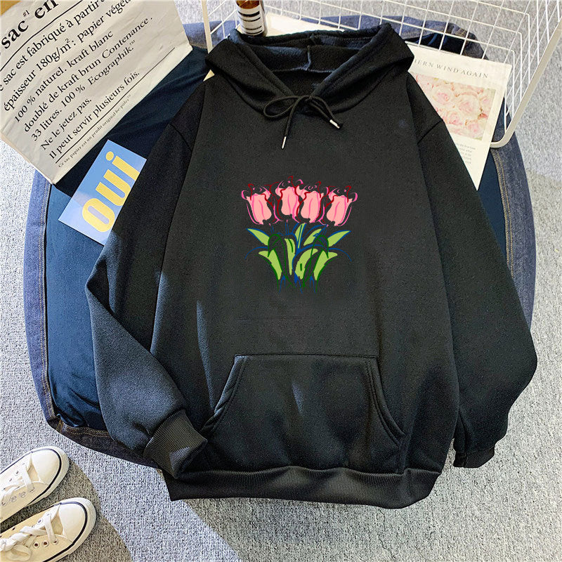 Women's hoodie with floral tulip motif Chic & Stil
