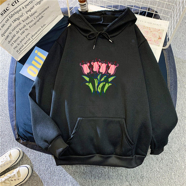 Women's hoodie with floral tulip motif Chic & Stil