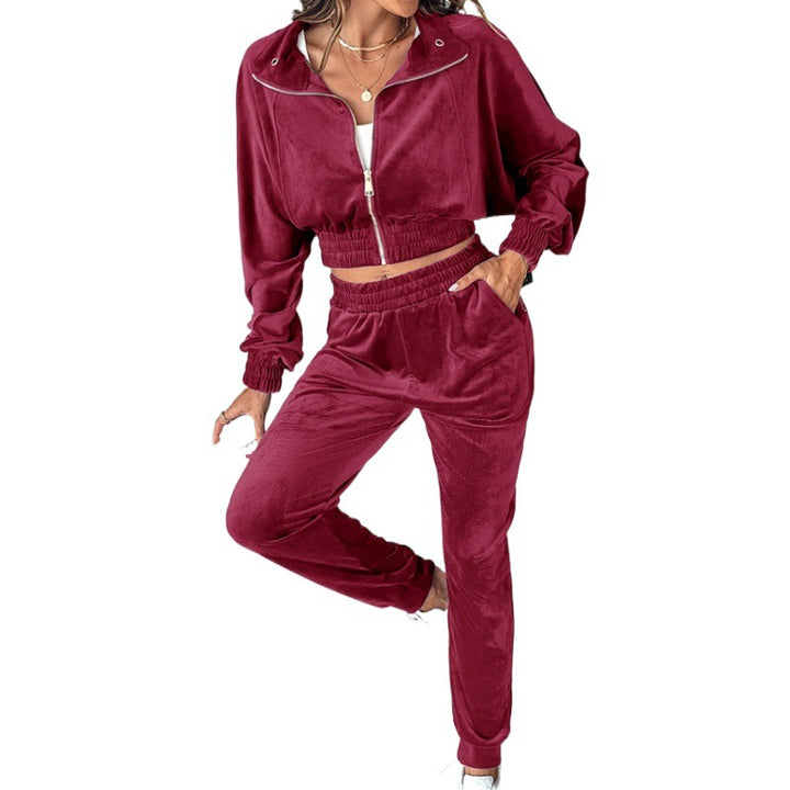 Ensemble de sport en velours pour femmes avec ourlet élastique et poches pratiques Chic & Stil