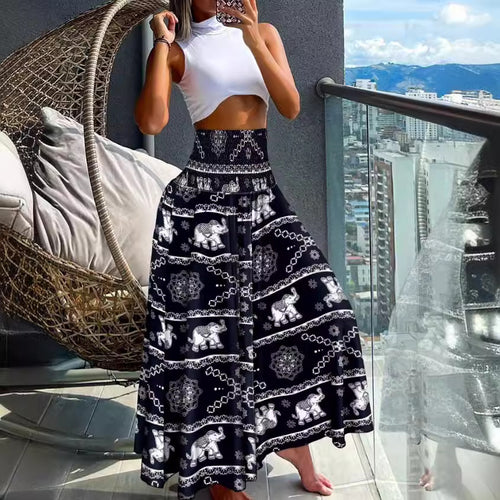 Ladies tropical print wide pants Amarae