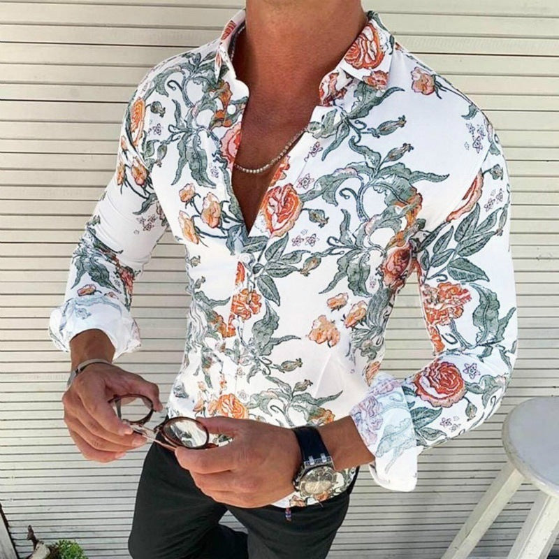 Long sleeve shirt for men with a modern floral design Lune London