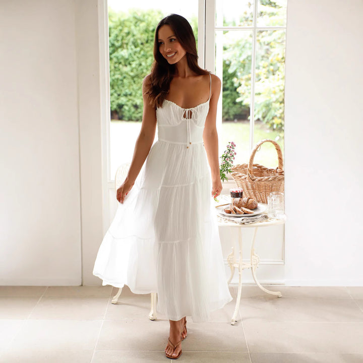 Maxi dress for women with adjustable spaghetti straps Lune London