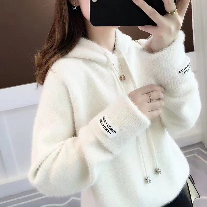Ladies Cozy Hooded Sweatshirt with Drawstring and High Neck Amarae
