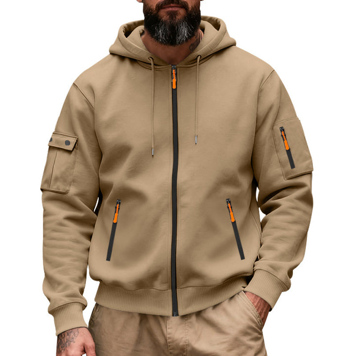 Practical hoodie for men with functional zippered pockets Lune London