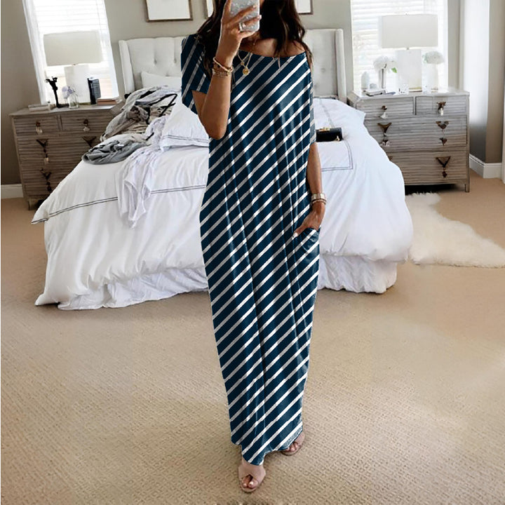 Women Loose Maxi Dress with Animal Print and Side Pockets Lune London