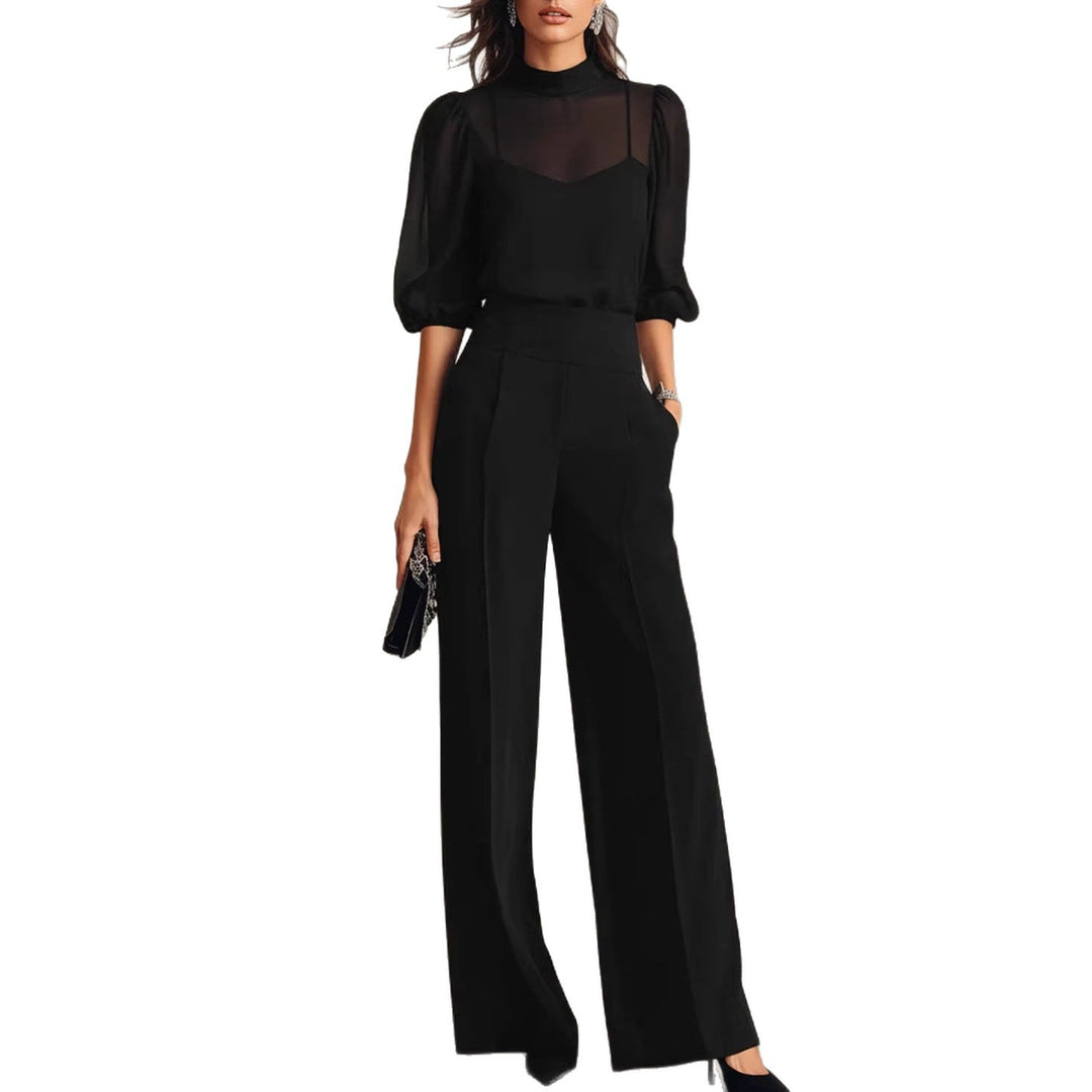 Women's elegant blouse set with wide legs and transparent sleeves Lune London