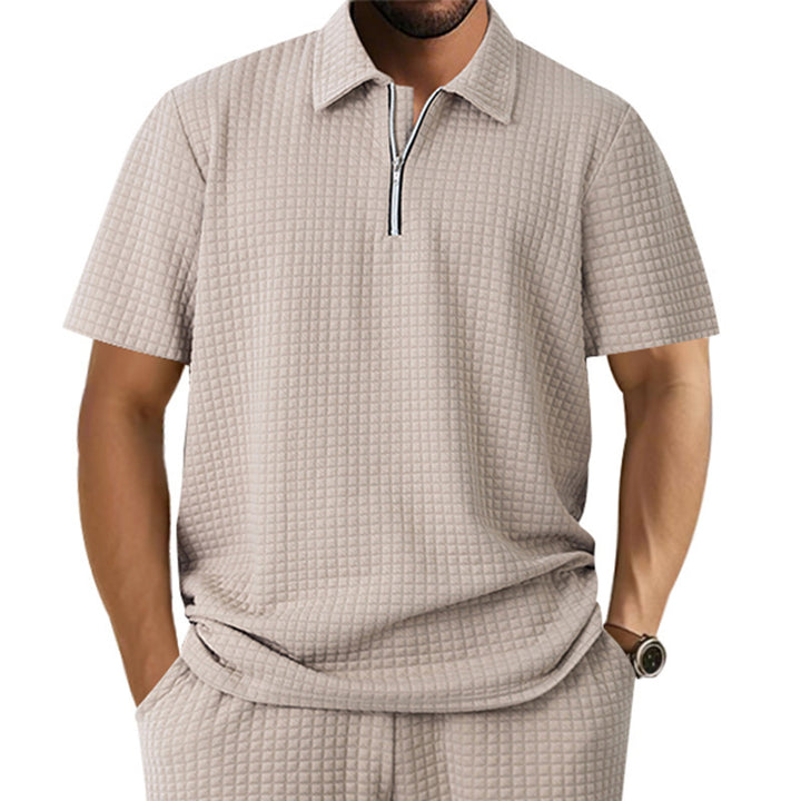 Men's polo shirt with an innovative structure design and a half zipper Lune London