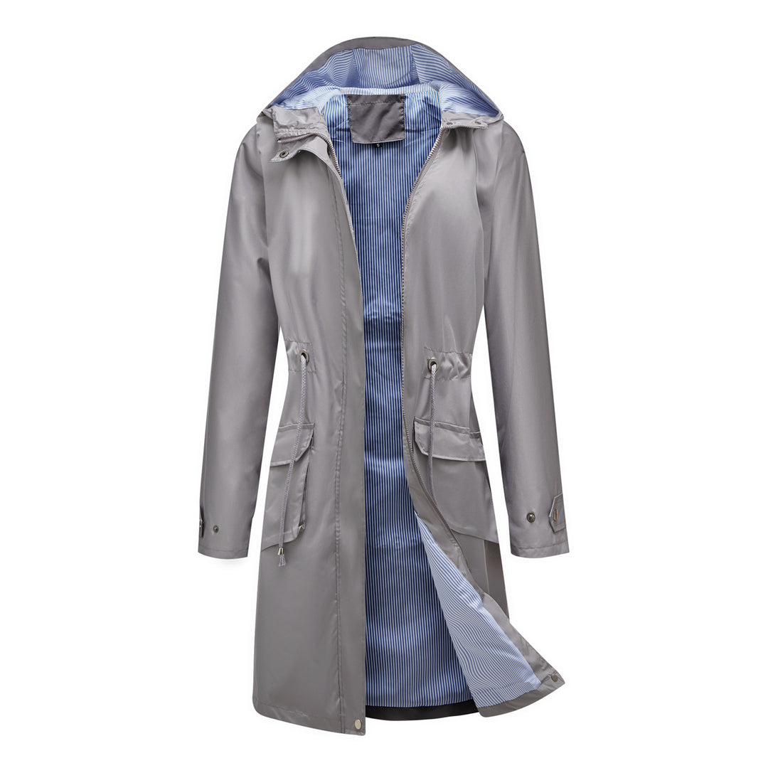 Ladies transitional water-repellent jacket with adjustable drawstring waist and high collar Lune London
