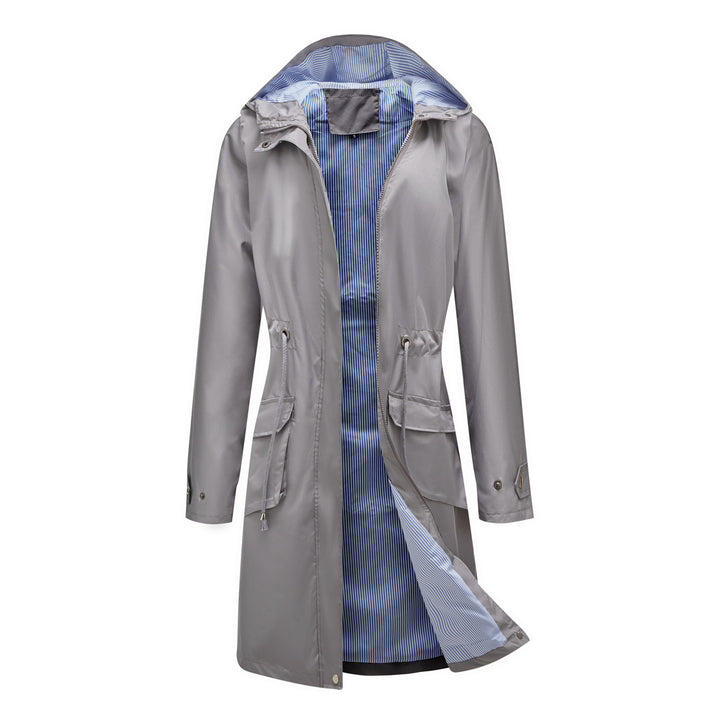 Ladies transitional water-repellent jacket with adjustable drawstring waist and high collar Lune London