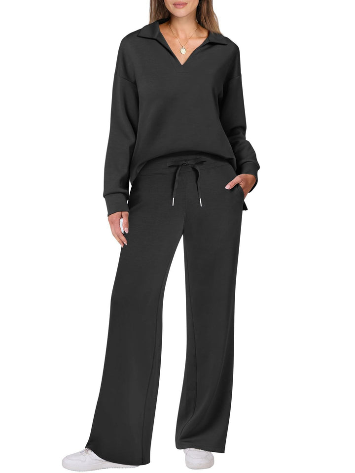 Women's loungewear in soft cotton blend with wide collar and wide leg Lune London