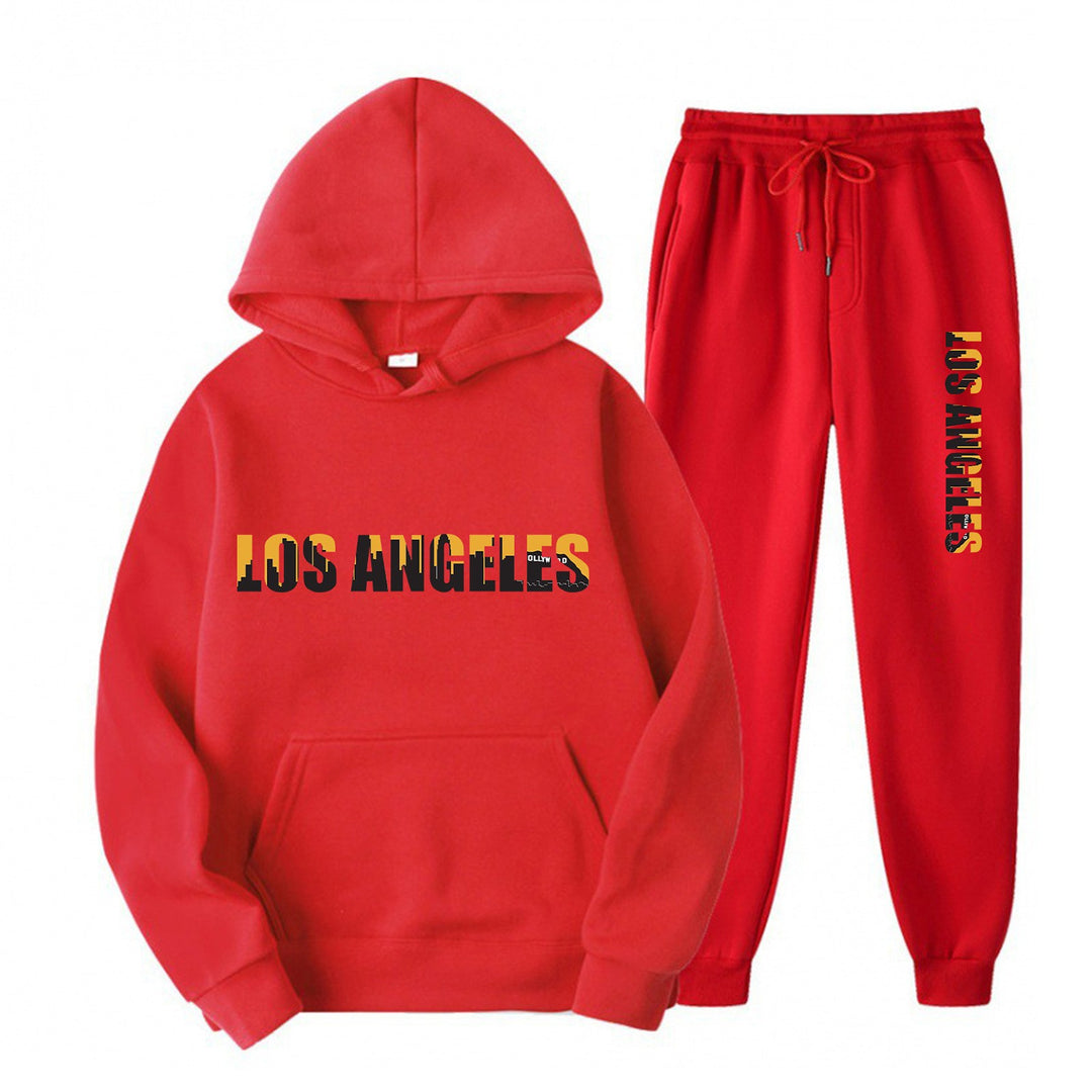 Women's leisure hoodie and jogging pants set with casual Los Angeles lettering Chic & Stil