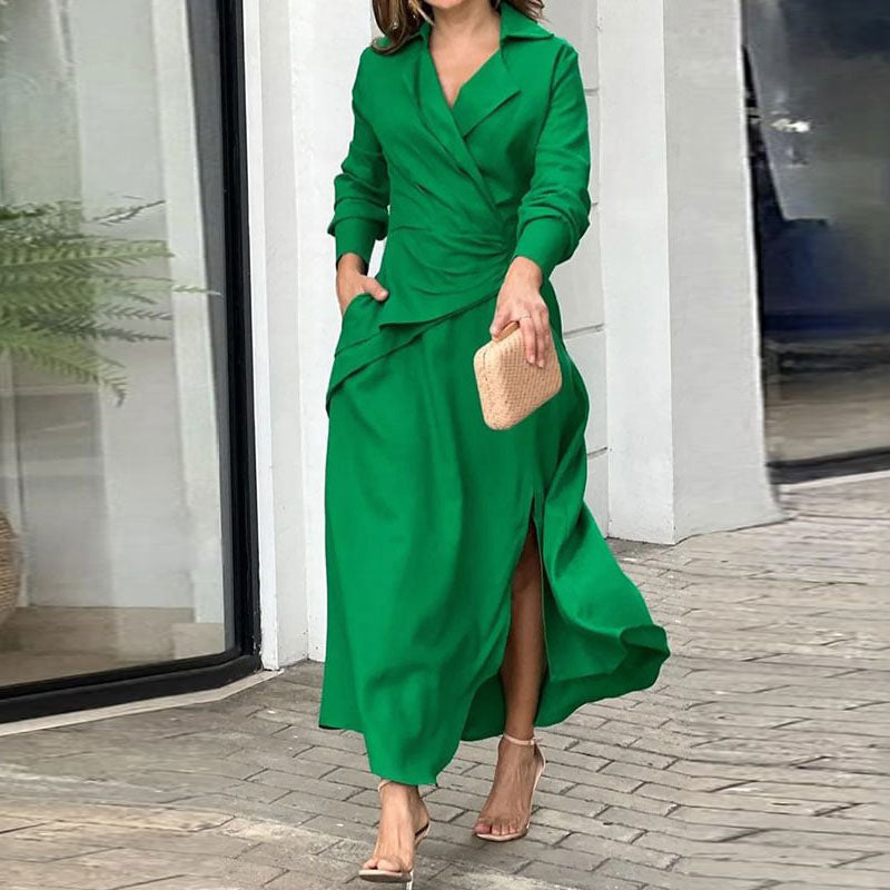 Robe élégante à enrouler pour femmes avec coupe cintrée et manches longues Chic & Stil