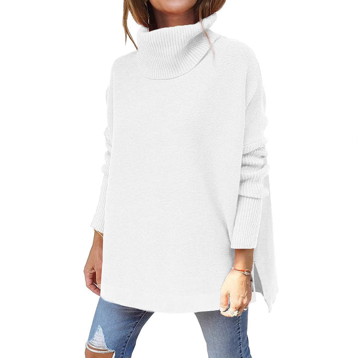 Oversized sweater for women with high collar and knit texture Lune London