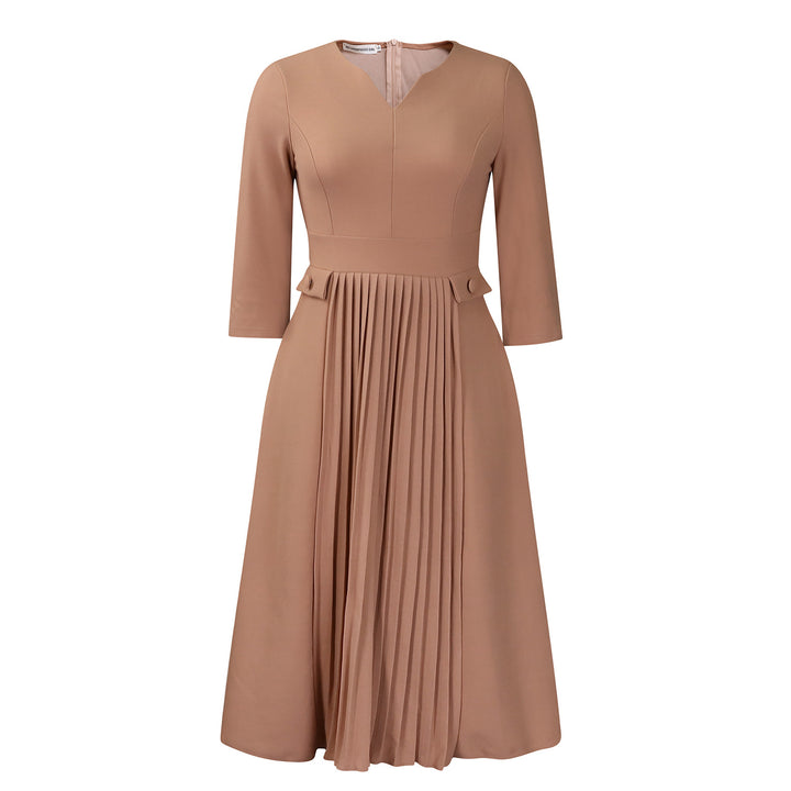 Ladies Elegant Midi Pleated Dress Lune London