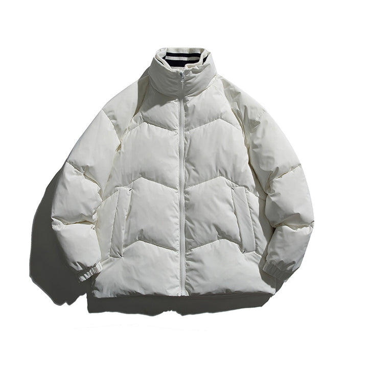 Unisex Padded Quilted Jacket in Boxy Cut with Ribbed Collar and Insulating Lining Amarae