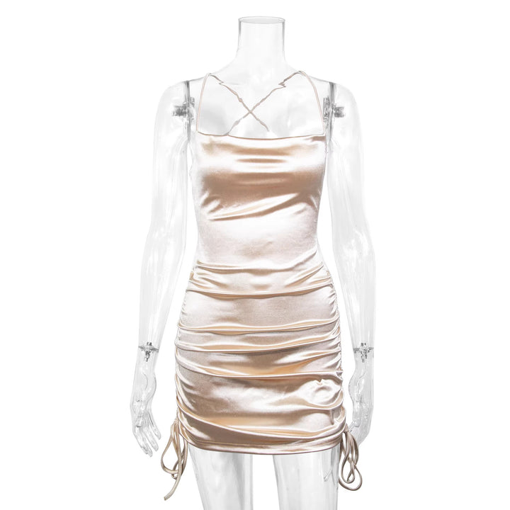 Women's wrap dress with fine gathering and adjustable straps Lune London