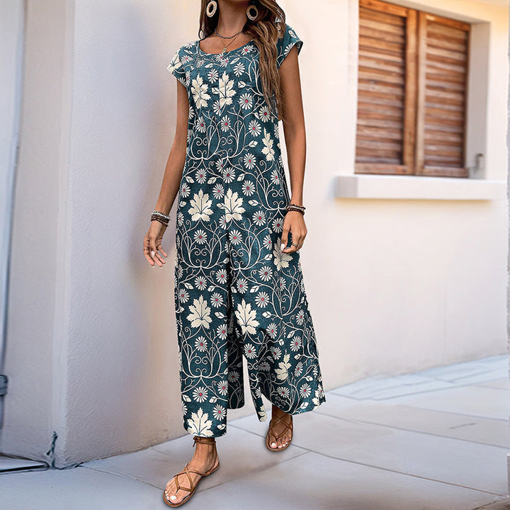 Women’s Jumpsuit with Floral Pattern and Practical Pockets Lune London