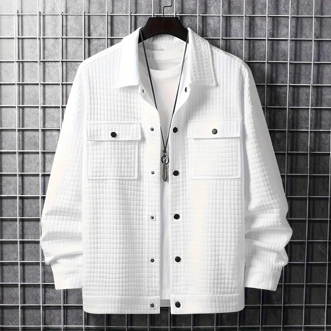 Casual shirt jacket for men with textured fabric and practical pockets Lune London