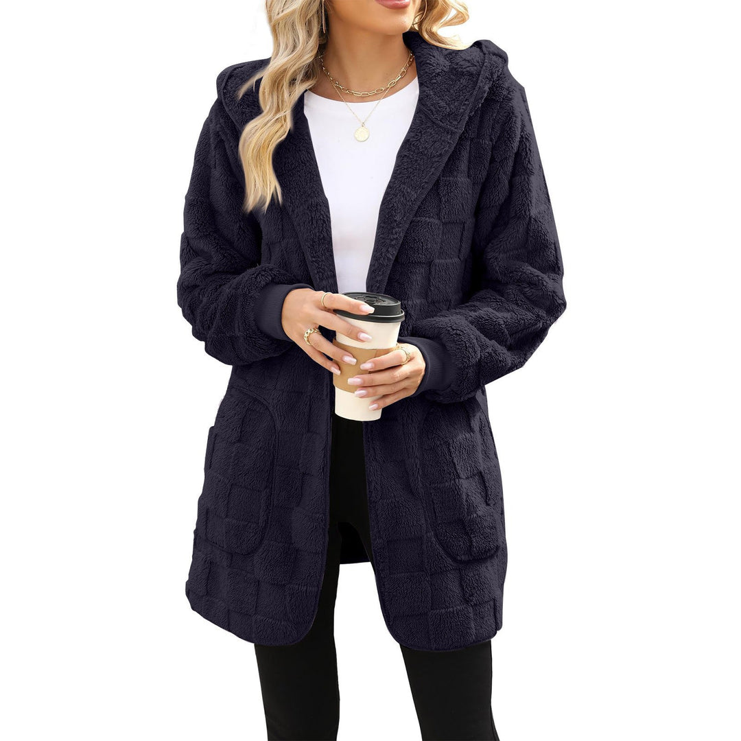 Women cozy fleece coat with hood Lune London