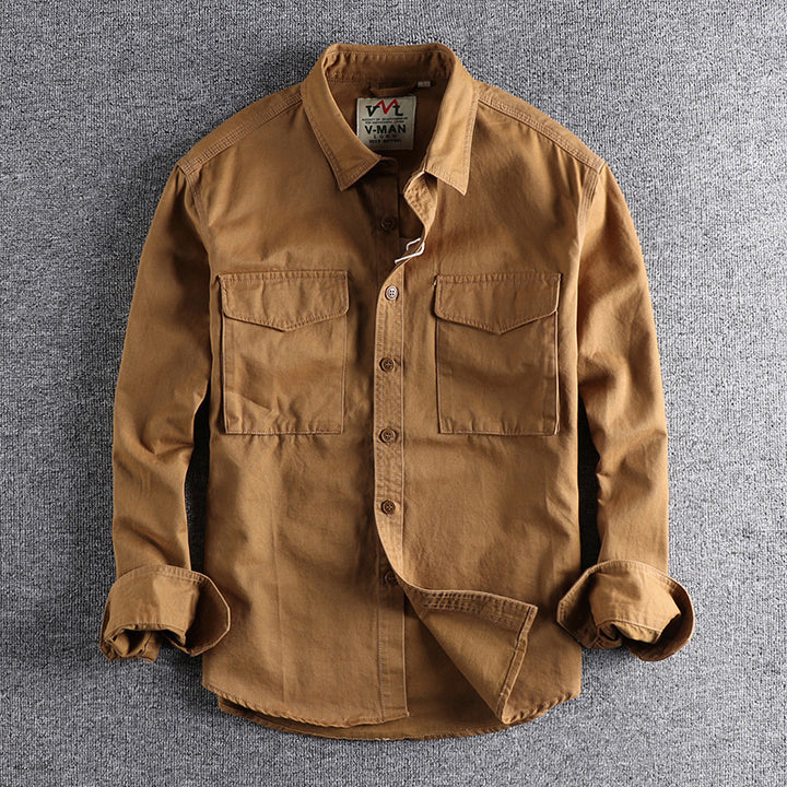 Men's cotton shirt with practical chest pockets and button-down collar Amarae