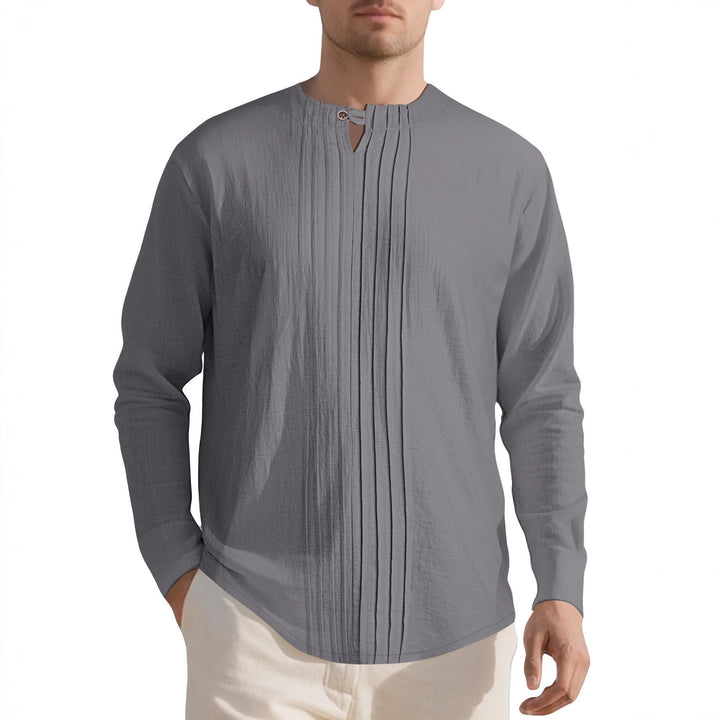Elegant long-sleeve shirt for men with textured design and trendy high collar Lune London