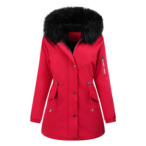 Ladies parka fashion jacket with a large hood and teddy lining Amarae