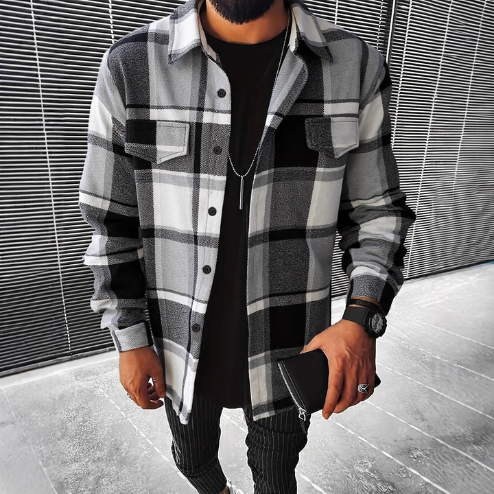 Men's Flannel Shirt with Modern Check Pattern and Two Chest Pockets Chic und Stil