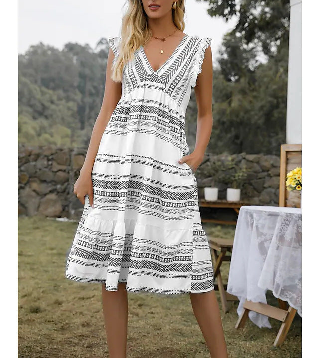Casual dress for women with refined ruffle details and an elegant belt design Lune London