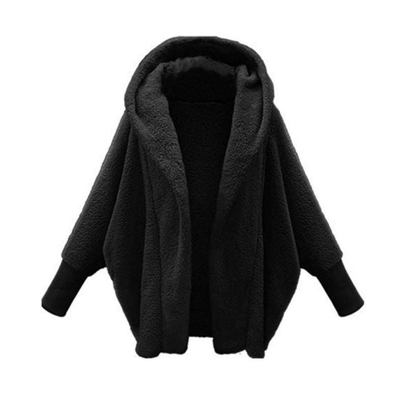 Women's Cozy Oversized Hoodie Cardigan made of Teddy Fleece with Bat Sleeves Amarae
