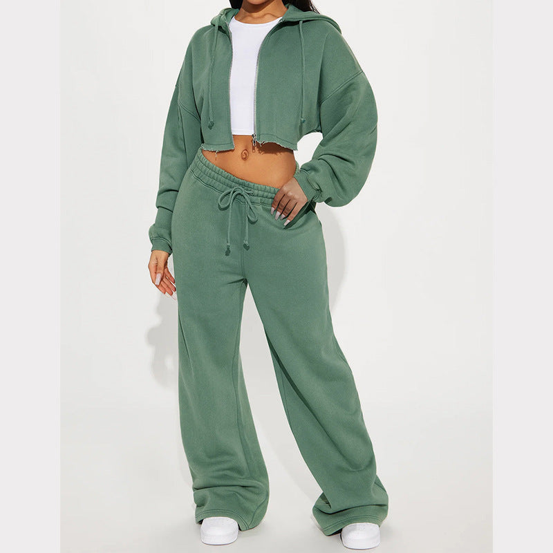 Lune London women's cropped fleece hoodie set and wide pants