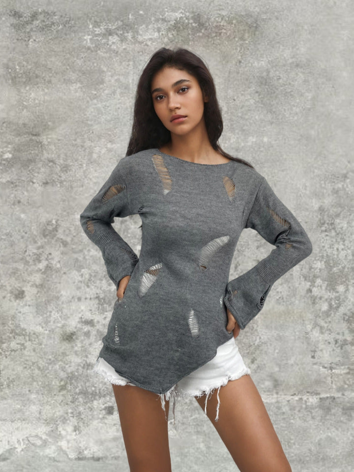Ladies casual sweater with openwork patterns Lune London