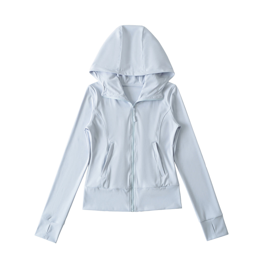 Women's Hooded Sports Jacket with Full Zip, Tailored Fit, and Integrated Zipper Pockets Amarae