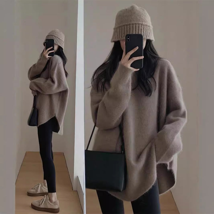 Pull surdimensionné confortable pour femme avec surface texturée et coupe décontractée Chic & Stil