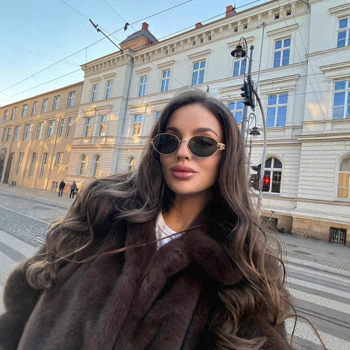 Ladies Aviator Jacket in Trendy Faux Fur Lune London